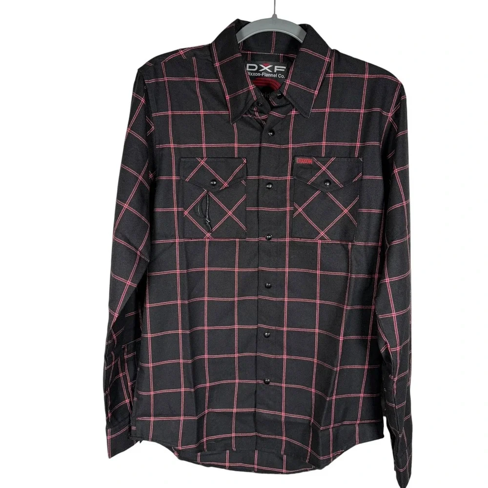 Dixxon The Gridlock Flannel Shirt Mens Small Snap Front Flap Pockets Long Sleeve